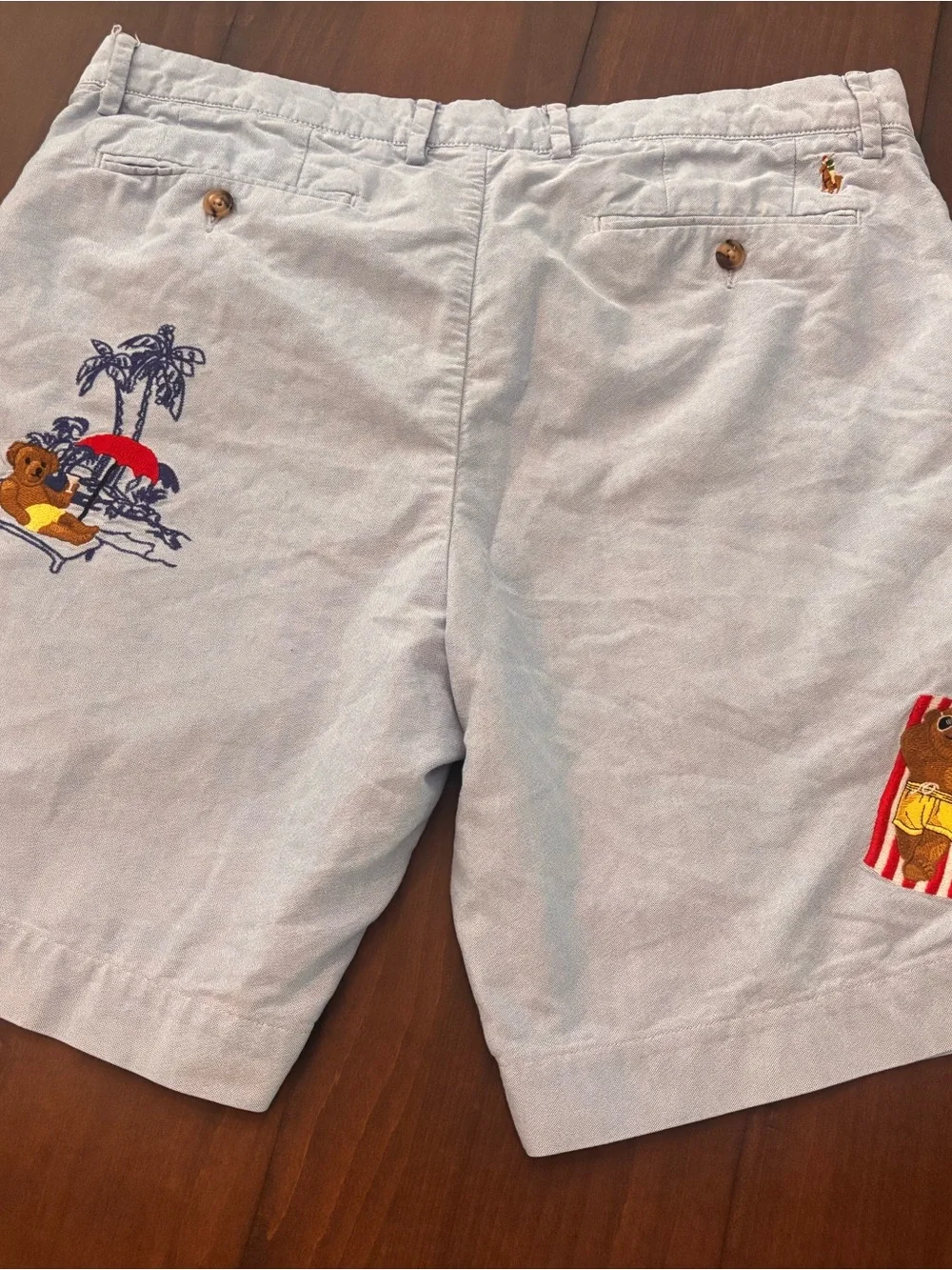 Polo by Ralph Lauren Light Blue Embroidered Polo Bear Shorts